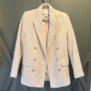 H&M Cream Bouclé Double-Breasted Blazer